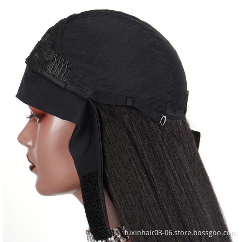 Ladies Long Kinky Straight Headband Hair Wigs For African American Women Natural Black 16-22 Inch  Afro Wig